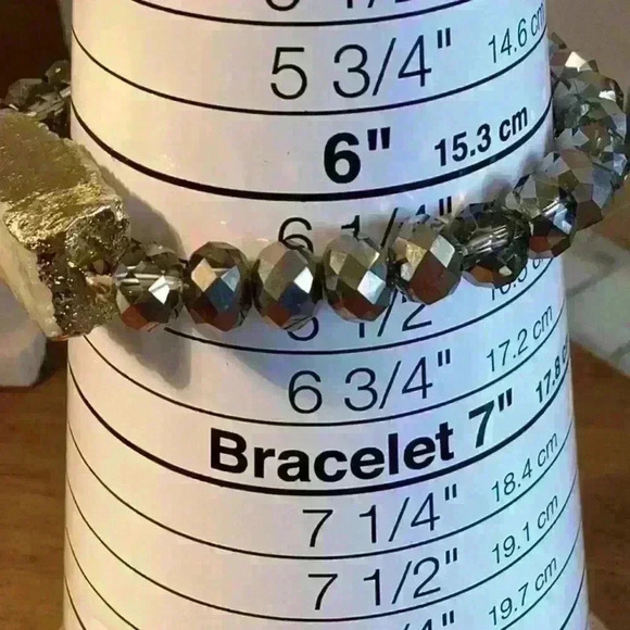 Vintage Grey AB Crystal Glass Bracelet with Druzy Stone - Picture 4 of 6